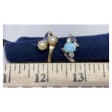 LADIES OPAL W/SILVER BAND RING & OTHER
