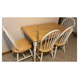 WOOD TABLE & FOUR CHAIRS MEASURES 45" W X 28"L X T