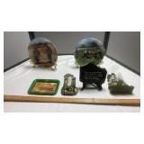 (2) DECORATIVE PLATES, J.D. THEROMETER, RAIN GAUGE