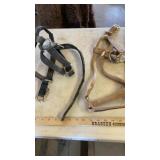 (2) HALTERS, RANCH ROPE & LEAD ROPES