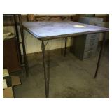 CARD TABLE, SHELF & METAL FILE BOX