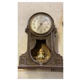 MASTERCRAFTERS MANTLE CLOCK, STONE BOOKENDS, SCALE