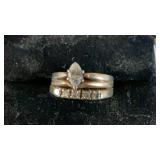 14K WEDDING RING & BAND SOLDERED TOGETHER