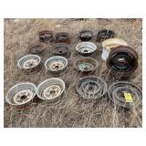 (17) STEEL WHEELS, LEAF SPRINGS & DRIVE SHAFTS