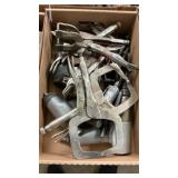 VARIOUS SIZED CLAMPS AND AIR TOOLS