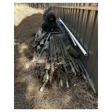 (30+/-) T-POSTS, (3) ROLLS OF BIRD NETTING & MISC.