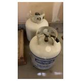 (2) LP BOTTLES, BUCKET OF CORN & WEED N FEED