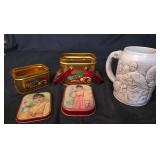 Vintage beer tins and stein