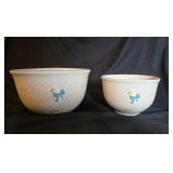 2 blue tie duck bowls