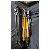 3 camera tripods and lights