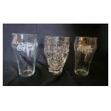 Coca cola glasses and skull glass, heavy