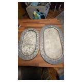 2 pewter fleur-de-lis mount joy plates, heavy