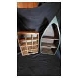 Wood canoe shelf and seven up vintage crate