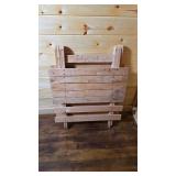 wooden table, folds up nice