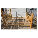 log bed frame, queen