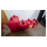 4 gas cans, 5, 2, 2, and 1 gallon