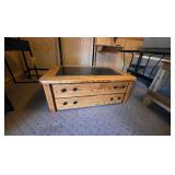 2 drawer coffee table heavy wood restoration