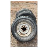 SET OF (4) CHEVY TIRES ON RIMS (LT265-75R16)