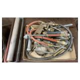 ASSORTED WELDING ROD, AIR CHUCKS & METEL SHELF