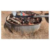 GALV. STOCK TANK W/ASSORTED SCRAP IRON