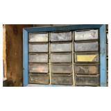 (3) ORGANIZER BINS W/HARDWARE, ZIP TIES & RADIO