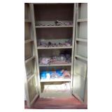 METAL CABINET W/ELECTRICAL BOXES, WIRE & MISC.