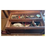 WOOD CHEST W/ASSORTED PLUMBING PARTS