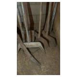 (3) CALF PULLERS, BAR, SHOVEL & MISC TOOLS