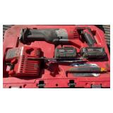 MILWAUKEE M18 SAWZALL W/CHARGER & TWO BATTERIES