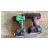 (2) 14.4V SNAP-ON 3/8in. IMPACT & 18V DRILL