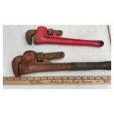 (2) 14" PIPE WRENCHES & (2) 18" PIPE WRENCHES