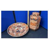 (2) JAPANESE IMARI VASE & PLATE