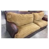 Leather Sofa w/ chenille cushions