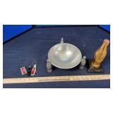 Coca Cola Gold Bottle with Stand, Coke Silver bowl