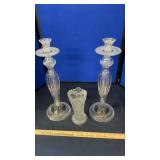 (3) Pressed glass vase