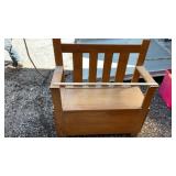 WOODEN ENTRY WAY BENCH WITH STORAGE