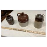 (3) SMALL CROCK JUGS (NO MARKINGS)