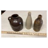 (3) SMALL CROCK JUGS (NO MARKINGS)
