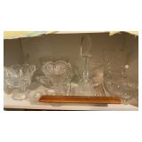 GLASS VASES, BELL, CANDY DISH & MISC GLASS
