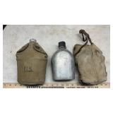 (3) CANTEENS AND ASSORTED BURLAP SACKS