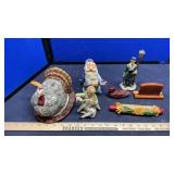TURKEY BOAT, GLASS FIGURES & MISC. DECOR