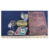 U.S. BUCKLE, TEXAS BADGE, GERMAN BIBLE & MISC.