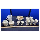 ASSORTED MILK GLASS & LAVENDER SHEA BUTTER SOAP