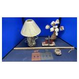 LAMP, LIGHT SWITCH COVERS BOOK ENDS & MISC