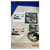 TILE TRIVETS, BASEBALL GLOVE, & MISC DECOR