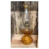 AMBER PRESSED GLASS OIL LAMP