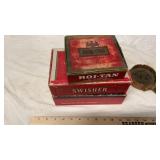CIGAR BOXES, TOBACCO TINS, ASH TRAY & COFFEE CAN