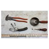 HOOF PICK, CURRY COMBS, FENCING TOOL AND MISC