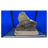 WOOD SIGN, DRIFT WOOD & BENCH