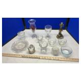 CANDLE HOLDERS, GOBLETS & ASSORTED GLASSES